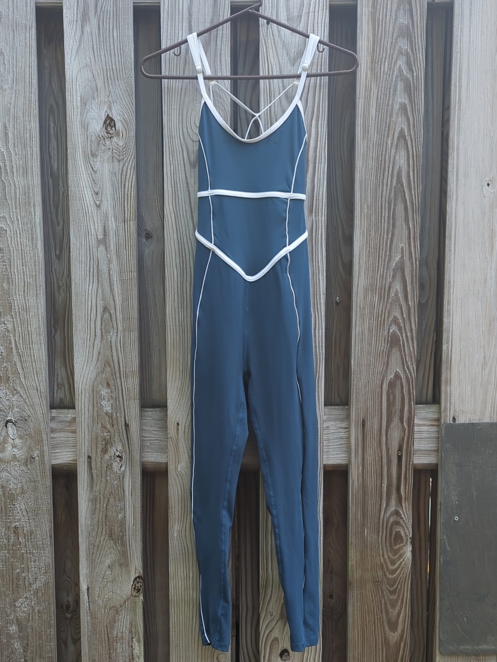 SHEIN Teal One-Piece Active Suit with White Trim